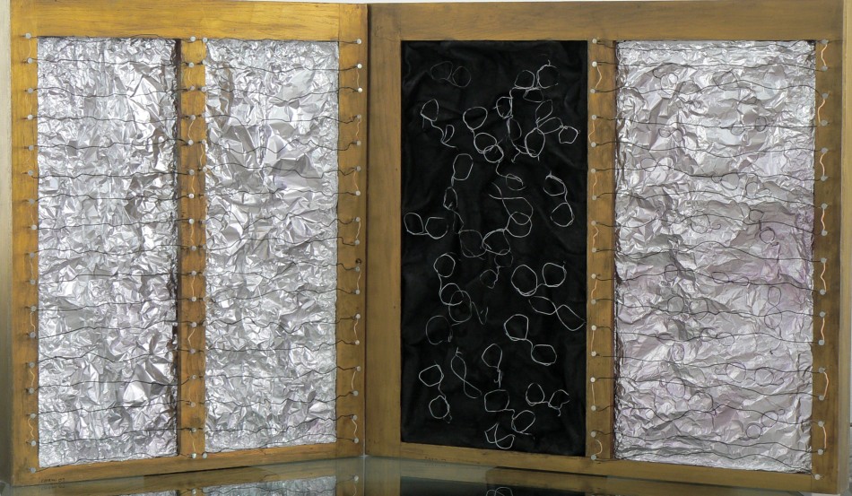 27.Found object,foil ,wires,nails & felt  36 x68,5x4" 2007